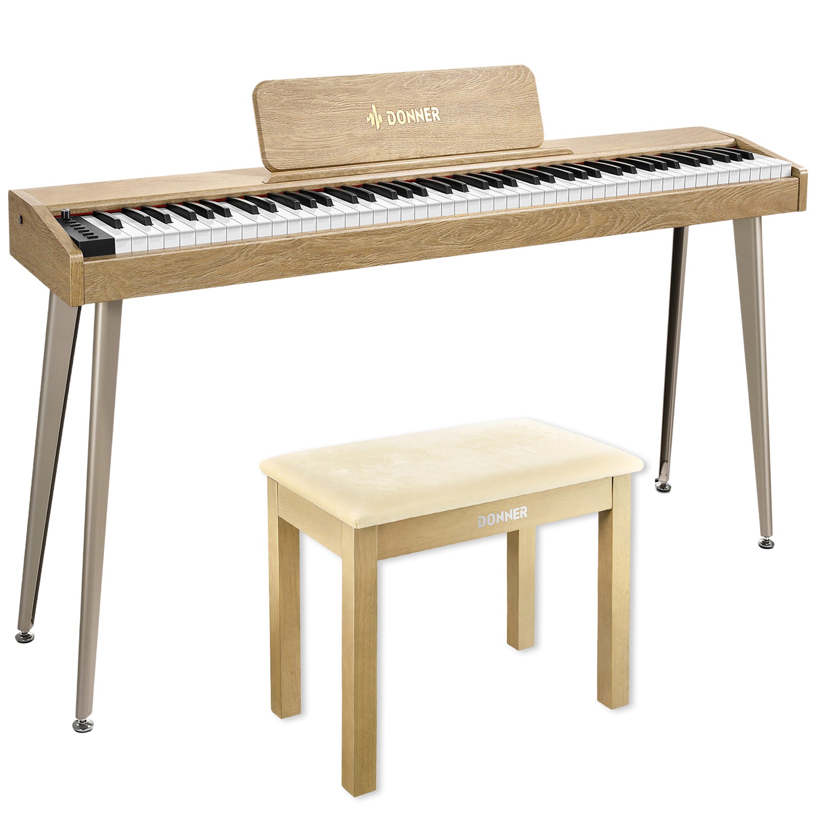 Donner DDP-60 Wooden 88-Key Semi-Weighted Upright Digital Piano with 3-Pedal for Beginner-Natural##