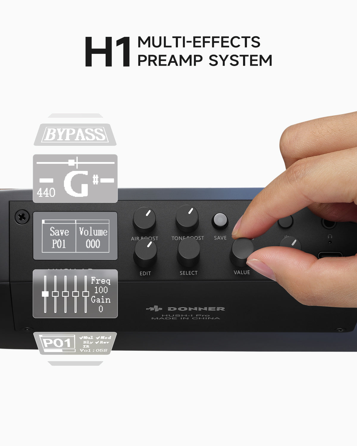 Donner HUSH™ I PRO Acoustic-Electric Travel Guitar-Deep Space Flight##