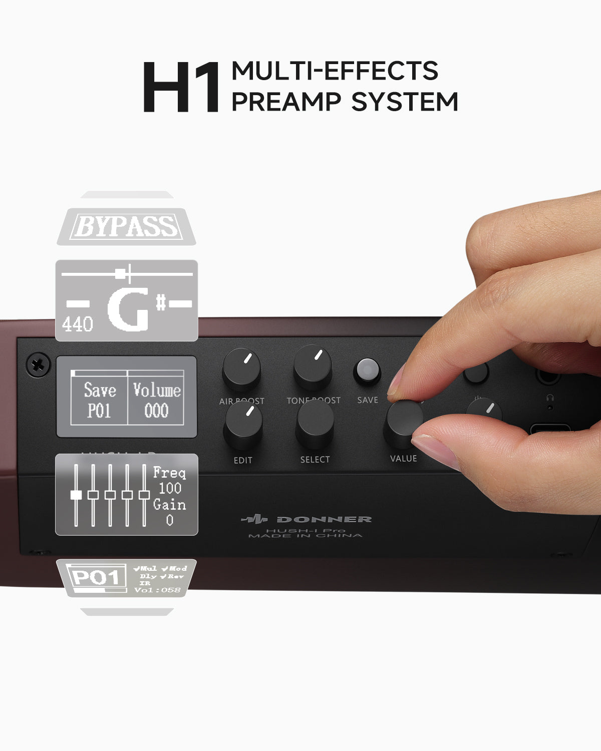 Donner HUSH™ I PRO Acoustic-Electric Travel Guitar-Maillard Gradient##