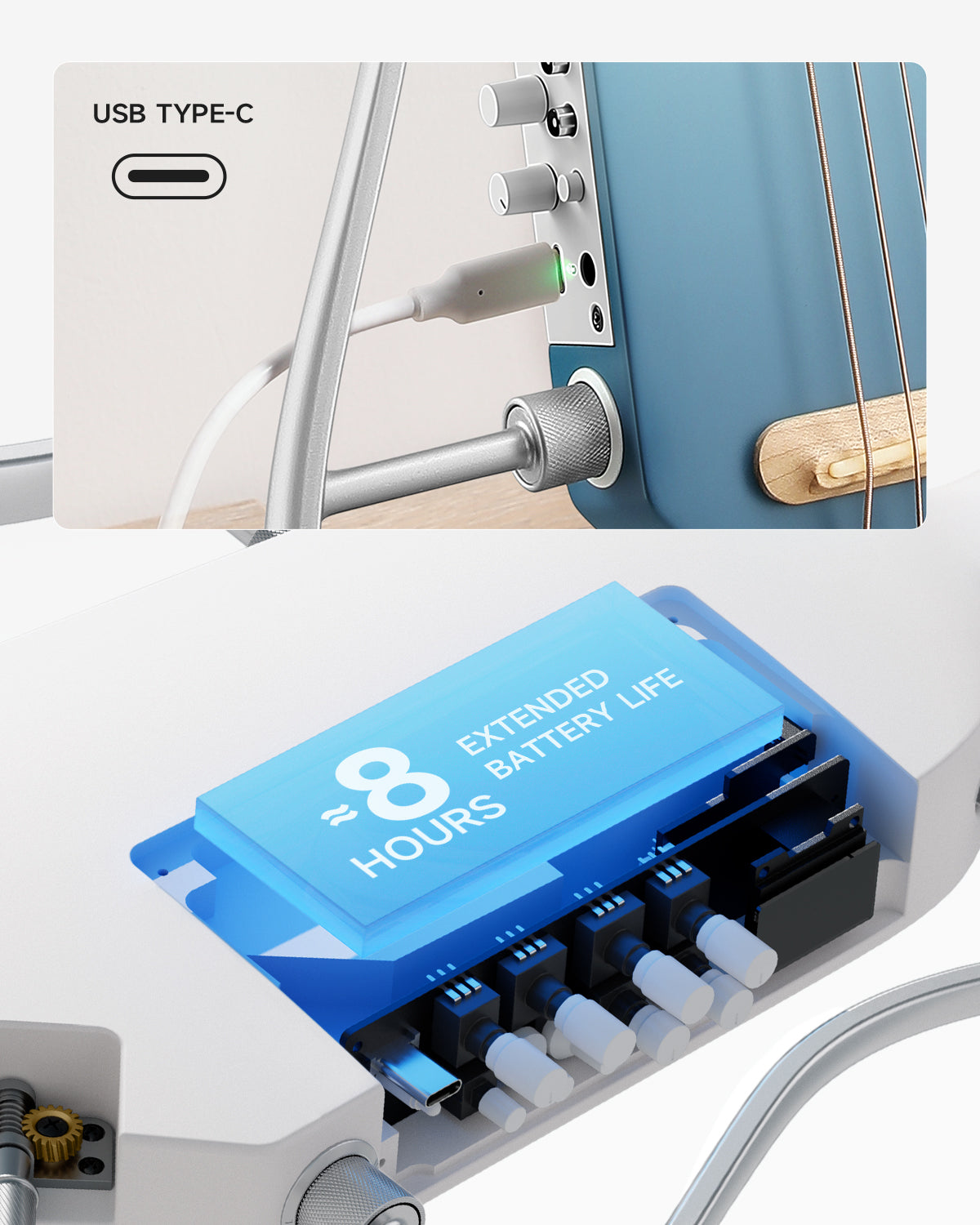 Donner HUSH™ I PRO Acoustic-Electric Travel Guitar-Blue Hawaii##