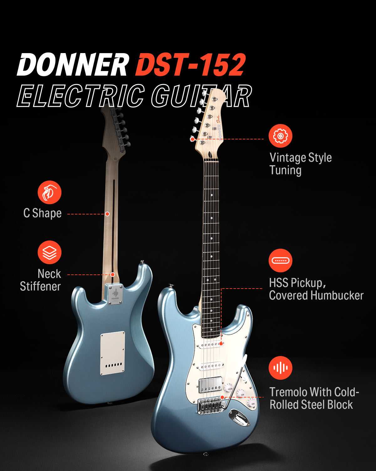 DST-152 Electric Guitar Kit with Amp & Bag | HSS Pickup