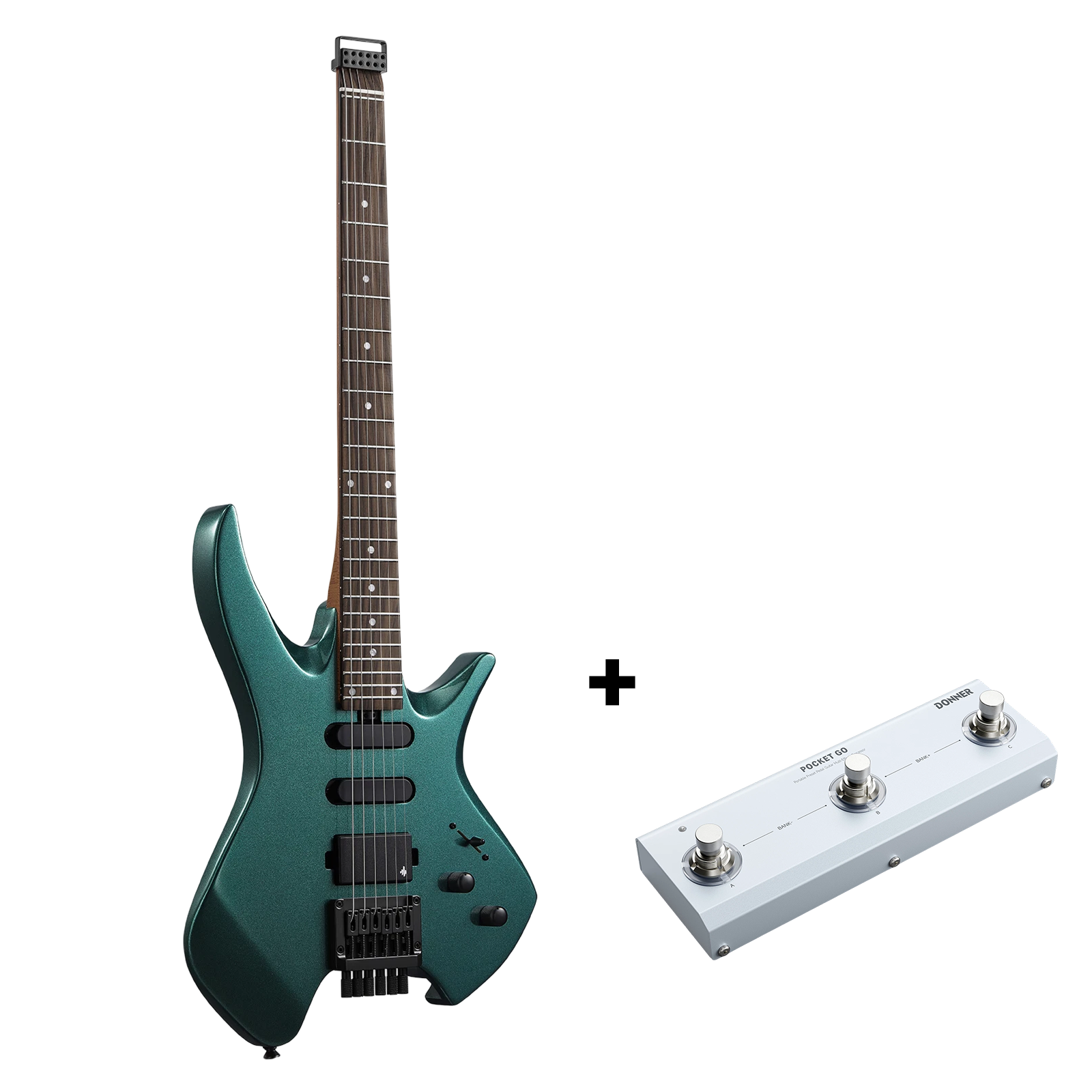 Donner NHL-500 Headless Electric Guitar-Sherwood Green##